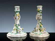 Detailabbildung: Paar Meissener Porzellan-Kerzenständer