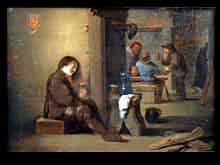 Detailabbildung: Holländischer Maler des 17. Jhdt. IN DER BAUERNSCHENKE In der Art des David Teniers, 1610 Antwerpen - 1690 Brüssel