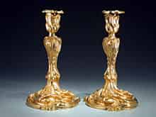 Detail images: Paar französische Bronze-Leuchter, feuervergoldet