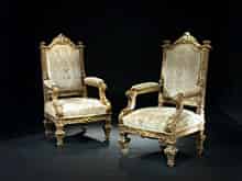 Detail images: Paar große, vergoldete Sessel aus Wittelsbacher Besitz