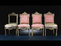 Detailabbildung:  Satz von vier Louis XVI-Stühlen