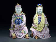 Detailabbildung:  Paar sitzende Porzellan-Chinesen
