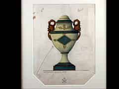 Detailabbildung:  Aquarellierter Zeichenentwurf für eine Vase