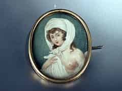 Detailabbildung:  Ovales Miniatur-Bildnis eines jungen Mädchens 