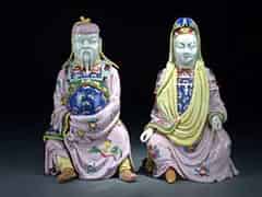 Detailabbildung:  Paar sitzende Porzellan-Chinesen