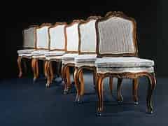 Detailabbildung:  Satz von sechs österreichischen Barockstühlen