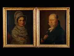 Detailabbildung:  Paar Biedermeier-Portraits in originaler Rahmung