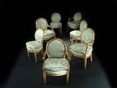 Detailabbildung:  Satz von sieben frühen Louis-XVI-Sitzmöbeln