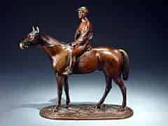 Detailabbildung:  Pferde-Bronze mit Jockey-Reiter