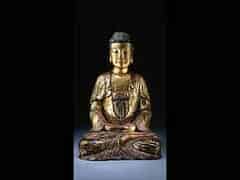 Detailabbildung:  Darstellung eines Bodhisattva aus Holz