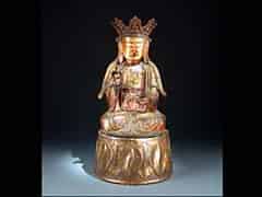 Detailabbildung:  Buddha aus vergoldeter Bronze