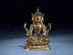 Detailabbildung:  Ushnishavijaya aus feuervergoldeter Bronze