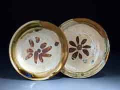 Detailabbildung:  Paar mukozuke-Teller aus Oribe-Keramik