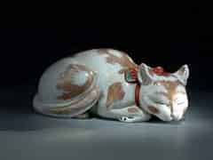 Detailabbildung:  Grosse Katze aus Kutani-Porzellan