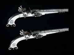 Detailabbildung: Paar schottische Ganz-Stahlpistolen mit Widderhorn-Knauf