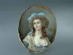 Detail images: Ovales Miniatur-Portrait einer Dame