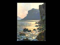 Detailabbildung: Maler des 20.Jhdt. Bildtitel: Sonnenuntergang an der Küste von Capri .