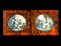 Detailabbildung: Paar ovale Farbradierungen mit mythologischen/ allegorischen Szenen