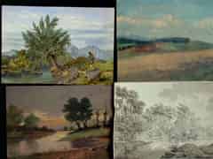 Detail images: Konvolut von vier Gemälden und Gouachen