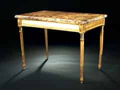 Detail images: Vergoldeter Louis-XVI-Tisch mit Marmorplatte
