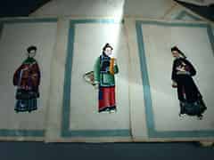 Detail images: Seidengebundene Mappe mit acht chinesischen Reispapiermalereien