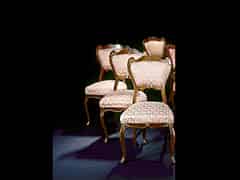 Detailabbildung: Satz von vier gepolsterten Stühlen im Rokkokostil