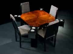 Detailabbildung: Art-Deco-Ensemble: Tisch und vier Stühle