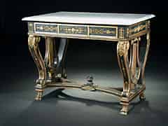 Detail images: Klassizistischer, gefasster und vergoldeter Tisch mit Marmorplatte