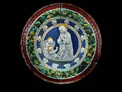 Detailabbildung: Großes Keramik-Tondo in Art der Florentinischen Della Robbia Werkstatt - im Stil der