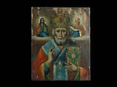 Detail images: Russische Ikone mit Darstellungen des Hl. Nikodemus.