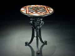 Detail images: Spieltisch mit runder Schachbrett-Marmorplatte
