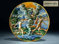 Detail images: Feiner Urbino-Teller um 1570