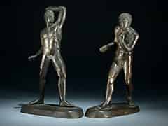 Detail images: Bronze-Figurenpaar zweier Kämpfer