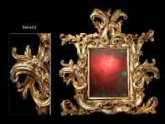 Detail images: Großer geschnitzter, gefasster und vergoldeter Spiegelrahmen