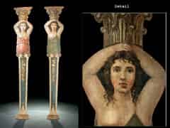 Detail images: Paar figürlich bemalte Brett-Pilaster
