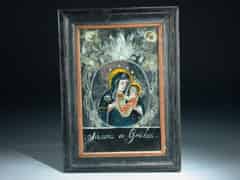 Detail images: Hinterglasbild mit Darstellung der Maria.