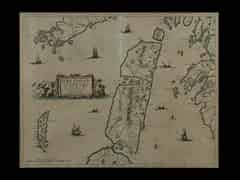 Detail images: Gestochene Landkarte der britisch-schottischen Insel Jura. Kolorierter Kupferstich.