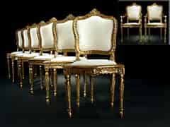 Detailabbildung: Satz von acht vergoldeten Louis XVI-Sitzmöbeln