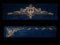Detailabbildung: Königsblaue Velours-Schabraken aus dem Wohnappartement König Ludwigs II auf Schloss Berg
