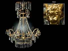 Detailabbildung: Deckenleuchter des Directoire in Kristall und vergoldeter Bronze “AUX ANGELOTS“, Paris um