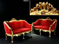 Detailabbildung: Paar vergoldete und gepolsterte Sofas, um 1760