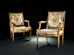 Detailabbildung: Paar Louis XVI-Armlehnstühle