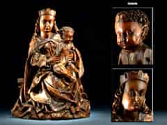 Detail images: Spätgotische Schnitzfigur der Maria mit Kind