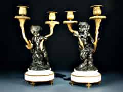 Detail images: Paar französische skulptural gestaltete Kerzenleuchter