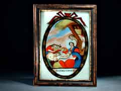 Detail images: Hinterglasbild mit Darstellung der Geburt Christi