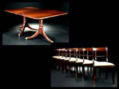Detailabbildung: Englischer Esstisch mit Ausziehplatte und 9 Stühle