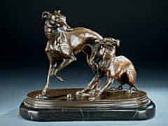 Detailabbildung:  Bronzefiguren-Gruppe von J. P. Mène (1810-1879)