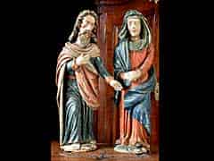 Detail images: Paar geschnitzte Heiligenfiguren