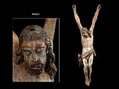Detailabbildung: Großer, geschnitzter und gefasster Corpus Christi des 17. Jhdts.