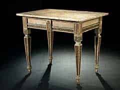 Detailabbildung: Gefasster Louis XVI-Tisch mit Marmorplatte